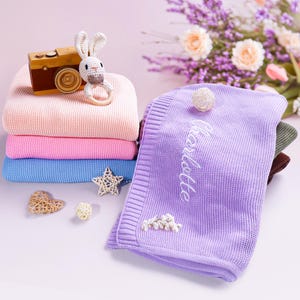 Personalized Baby Blanket: Embroidered Organic Cotton Knit