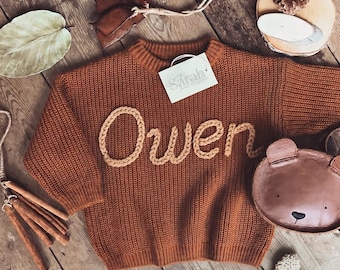 Personalized Embroidered Baby Name Sweater: Custom Toddler Knitwear, Handmade Kids Gift | Baby Shower Gift, Baby Boy Gift, Baby Girl Gift