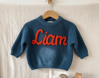 Personalized Baby Name Sweater: Custom Toddler Knitwear, Handmade Kids Gift | Baby Shower Gift, Baby Boy Gift, Baby Name Sweater,  Baby gift