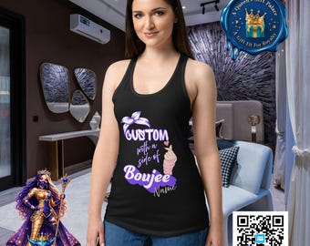Benutzerdefinierte personalisierte Name Boujee Oma ausgestattet Racerback Active Soop Neck Tank Top