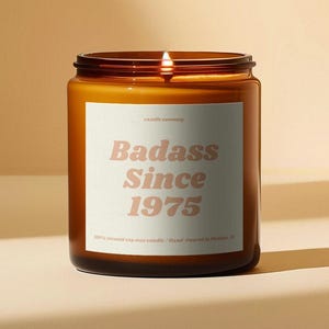 Badass Since 1975, Funny 50th Birthday Candle, 50th Birthday Party, Mom 50th Birthday, 50 Birthday Gift For Friend, Gift For Her