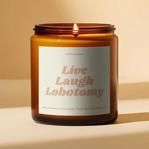 Live Laugh Lobotomy, Funny Candle, Gift for Friend, Dark Humor Candle, Live Laugh Love