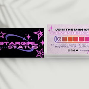 Modelo de Cartão Fidelidade Stargirl | Design Canva Editável | Arquivo PNG Incluso