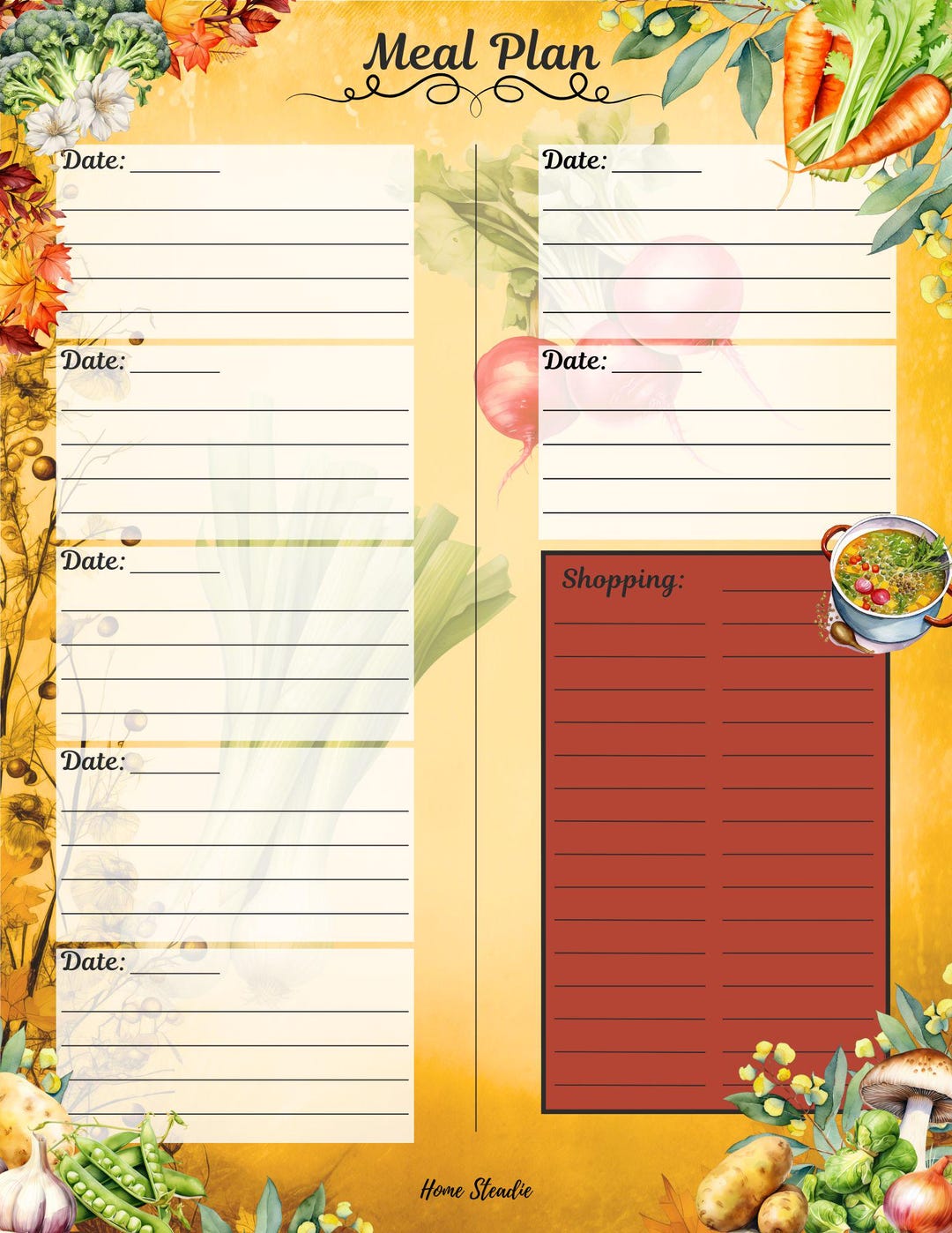 7 Day Meal Planner Sheet Set of 2 | Soup Du Jour Downloadable Print at ...