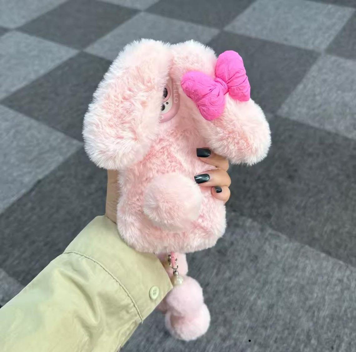 3D Pink Bow Long Ear Bunny Case Cute Phone Accessory for iPhone 16, 15 ...