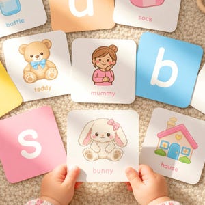 Flashcards eerste woordjes baby, dubbelzijdig, 1-2 jaar, vroege woordenschat voor baby's, 4 maten