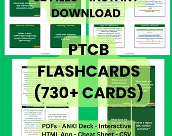 PTCB Exam Prep Flashcards | 730+ Cards | Pharmacy Technician CPhT | PDFs Anki HTML App