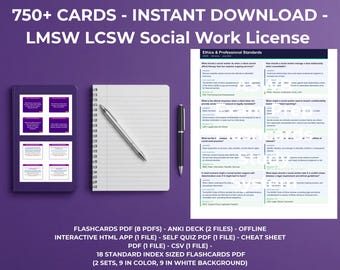 ASWB Exam Prep Flashcards | 750+ Cards | Lmsw Lcsw | Social Work License | 32 Files | 2 ZIP Files