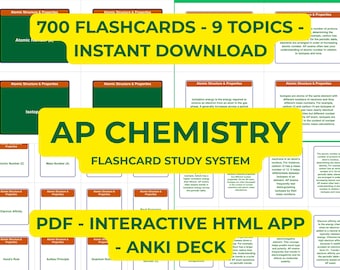 AP Chemistry Flashcards | 700 Study Cards - Flashcards PDF - Offline Interactive HTML App - Anki Deck - Digital Download