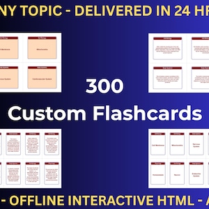 Custom Flashcard Bundle (Text Only) — 300 Cards | Any Exam or Topic | HTML App + 8 PDFs + Anki Decks