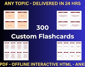 Custom Flashcard Bundle (Text Only) — 300 Cards | Any Exam or Topic | HTML App + 8 PDFs + Anki Decks