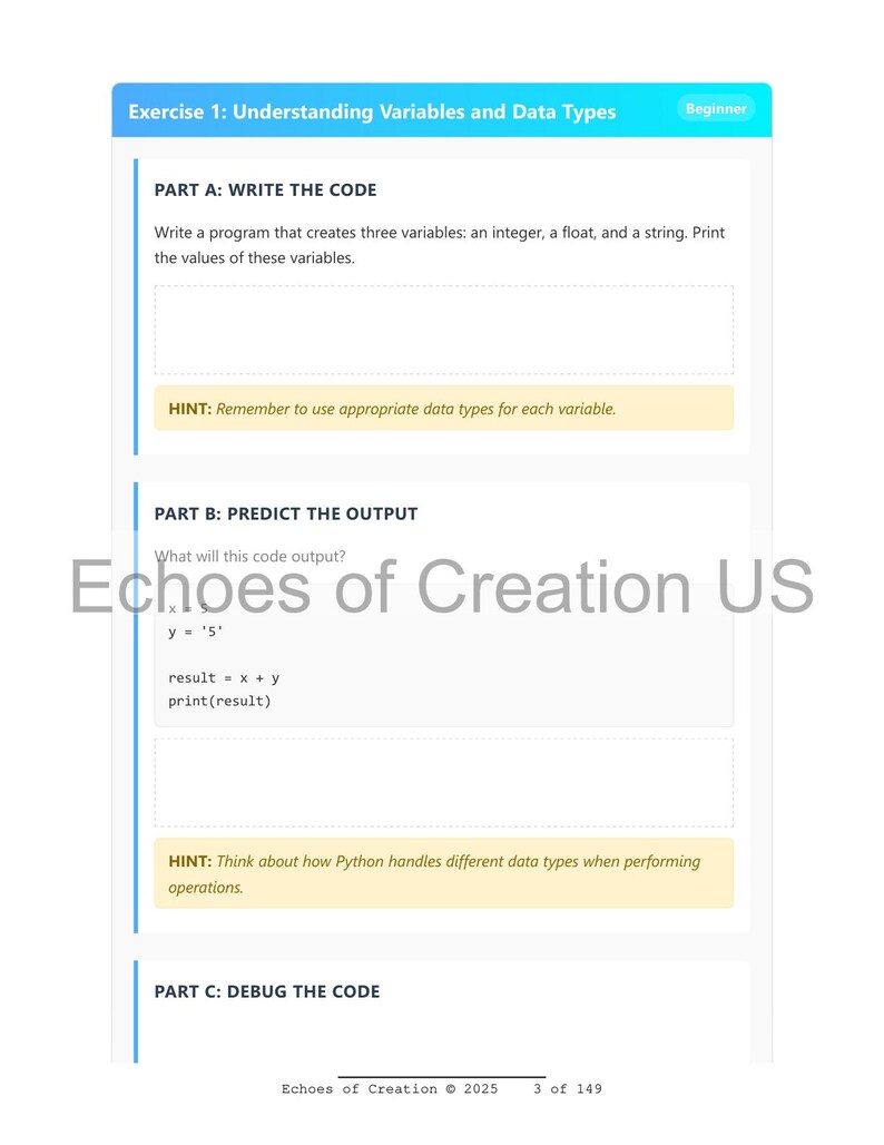 Python Programming Exercises: Beginner to Advanced Coding Practice (Instant PDF Download) image 3
