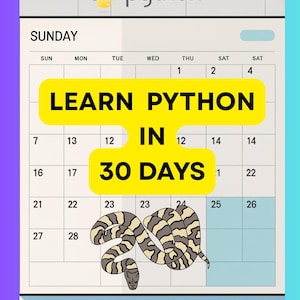 Learn Python in 30 Days, Beginner Programming Guide, Coding Ebook Tutorial, Data Science, Web Dev, AI, GUI, OOP, Fundamentals Study