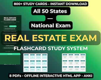 Real Estate Exam Flashcards | 800+ Study Cards, Anki Deck & Interactive HTML | Digital Download