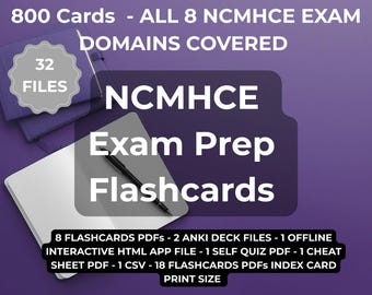 NCMHCE Exam Prep Flashcards | 800 Cards | LPC Lcmhc Counseling License | PDFs Anki HTML | 32 Files
