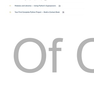 May include: White page with text from a book about Python programming. The text includes chapter titles such as "File Handling" and "Error Handling." Large gray letters spell "Of C" in the center. The copyright information is at the bottom.