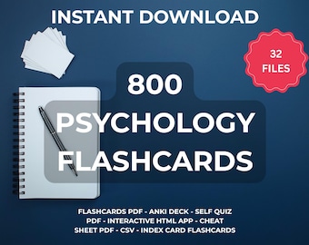 Psychology Flashcards | 800 Study Cards, Anki Deck & Digital Download
