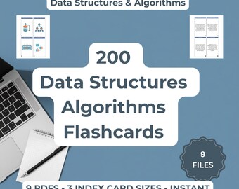 Data Structures Algorithms Flashcards 200 Illustrated Cards DSA Coding Interview Prep Printable Index Card Size Digital Download