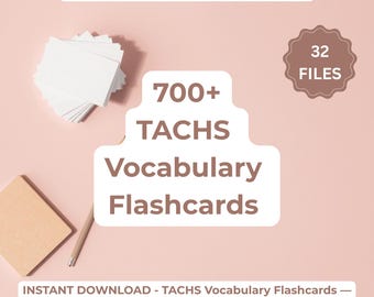 Tarjetas de vocabulario TACHS: más de 700 tarjetas. Sistema de estudio completo. Tarjetas imprimibles. Descarga digital.