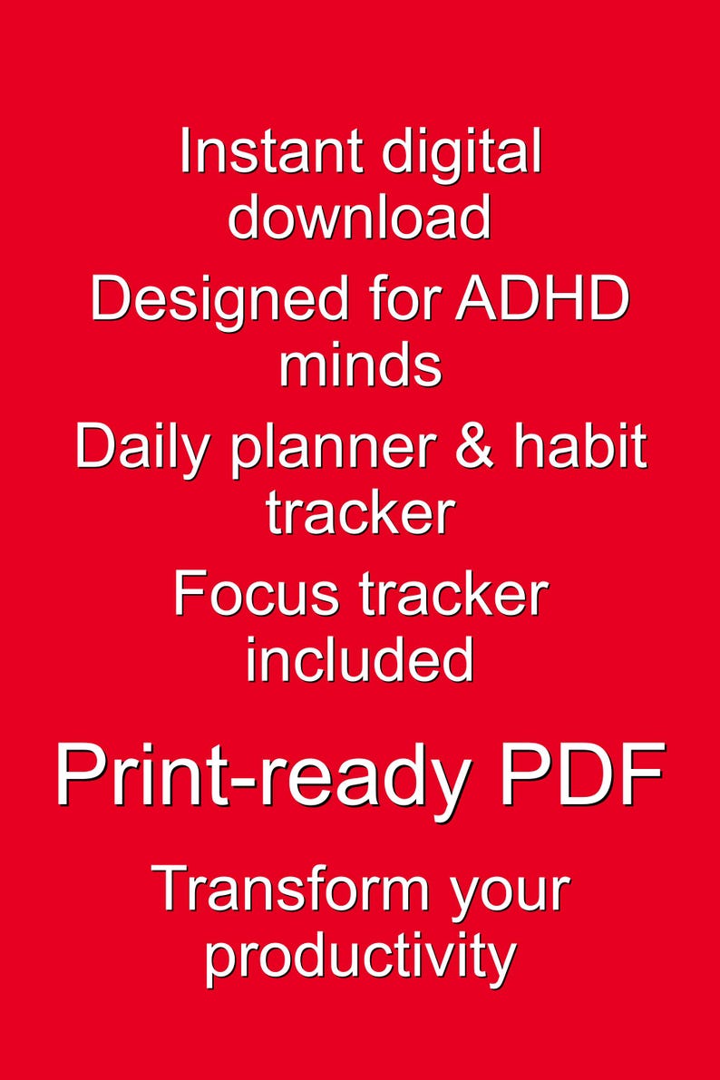 ADHD Daily Planner Printable PDF | Adult Focus Tracker Time Blocking ...