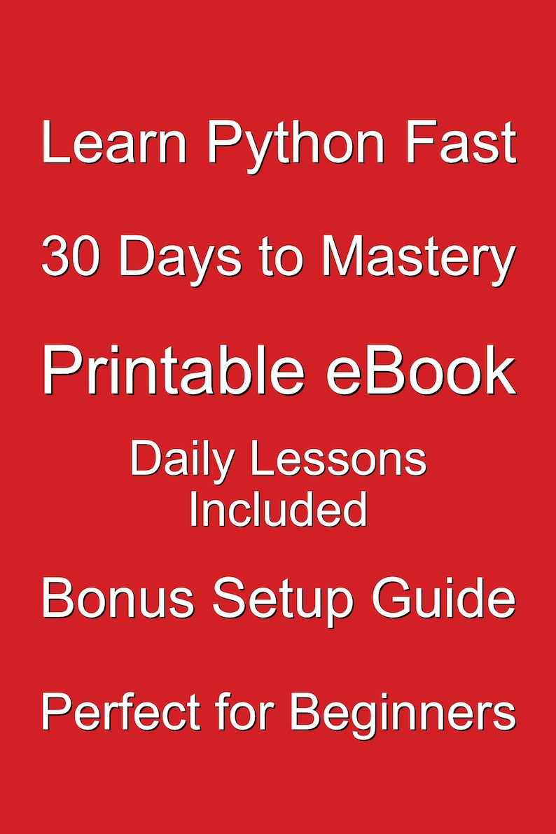 Learn Python in 30 Days: Beginner's Ebook (PDF) - Etsy Australia
