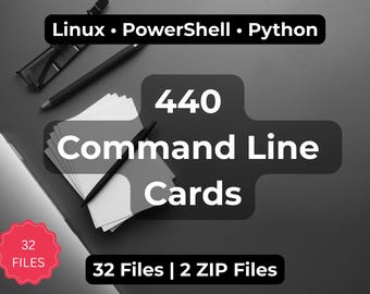 Command Line Scripts Flashcards | 440 Cards | Linux Bash PowerShell Python | PDFs Anki HTML | 32 Files