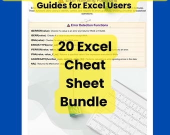 Excel Cheat Sheet Bundle - 20 PDF Formula & Shortcut Reference Guides for Excel Users | Digital Download