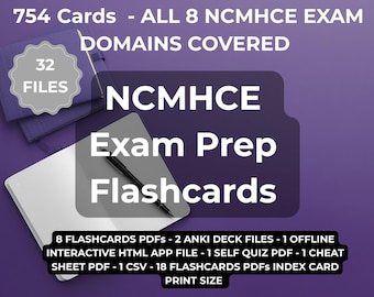 NCMHCE Exam Prep Flashcards | 750+ Cards | Lpc LCMHC Counseling License | PDFs Anki HTML | 32 Files