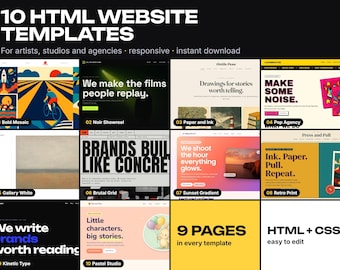 HTML Website Template Bundle for Artists and Creative Agencies: 10 Responsive Multi-Page Designs