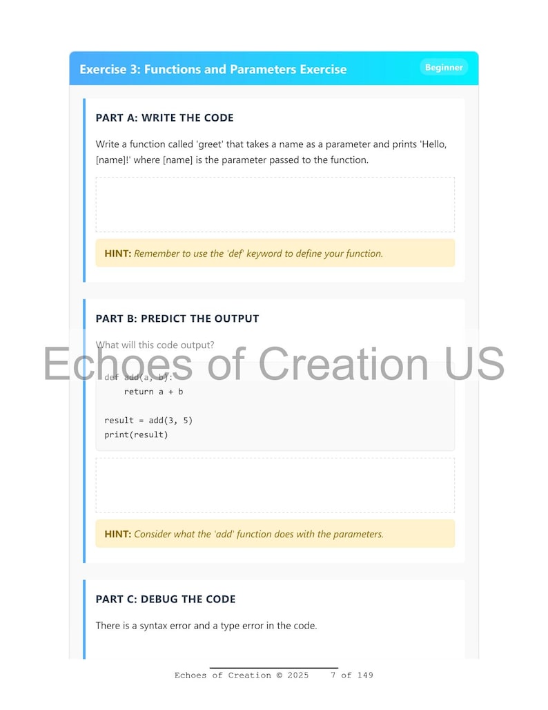 Python Programming Exercises: Beginner to Advanced Coding Practice (Instant PDF Download) image 7