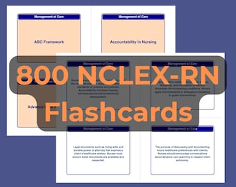 NCLEX‑RN Exam Prep Flashcards – 800 Cards, All 8 Nclex Domains – Anki Deck + PDF Printable + Html Study App