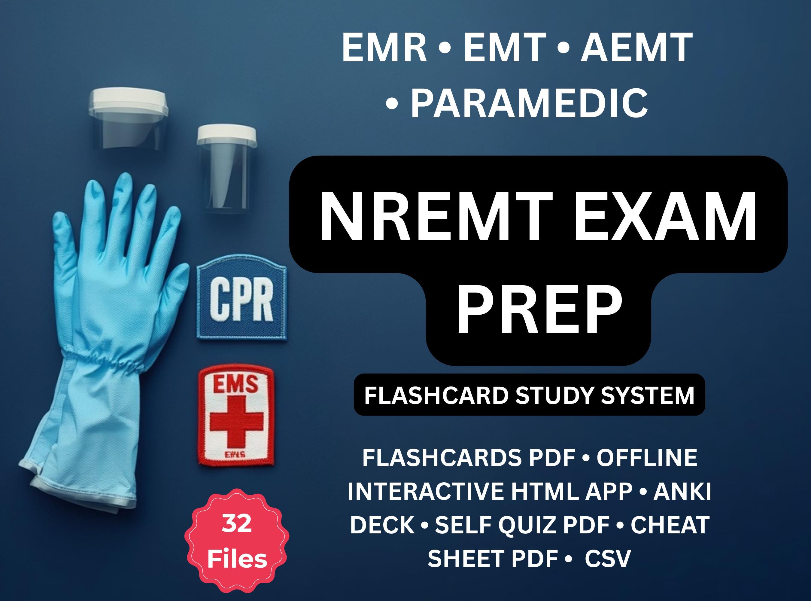 NREMT Exam Prep Flashcards | 1000 Plus Cards | Emr Emt Aemt Paramedic | PDFs Anki HTML App | Quiz an