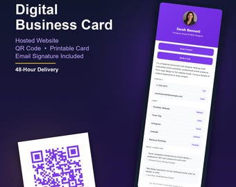 Custom Digital Business Card, Hosted vCard Website, QR Code, Email Signature (48-Hour Delivery)