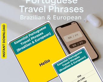 Portuguese Flashcards Bundle | Travel Phrases | HTML App - MP3 Audio - Printable PDF Flashcards - Anki Deck