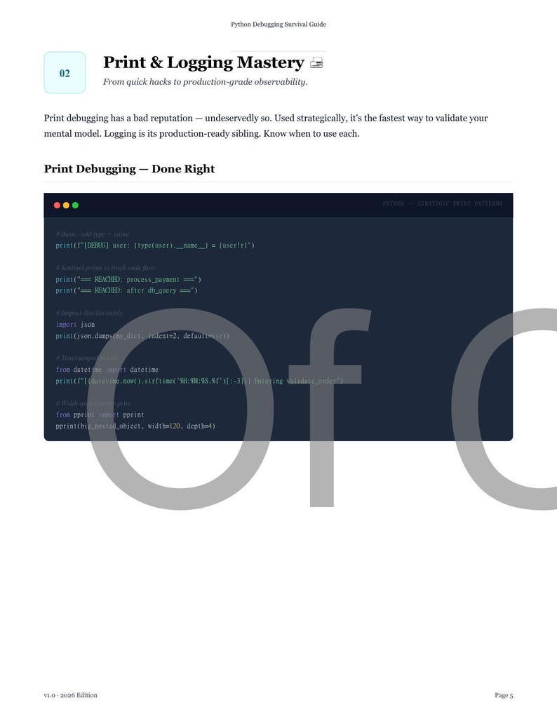 Survivalgids voor Python-foutopsporing: python-pdf-e-book en html: naslaggids voor foutopsporing voor beginners tot gevorderden: direct downloaden afbeelding 12