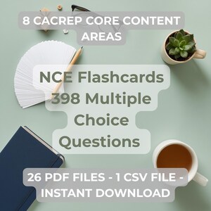 NCE-Karteikarten: 398 Multiple-Choice-Fragen | Druckbare Karteikarten zur Prüfungsvorbereitung für Berater | CPCE LPC LMHC (Digitaler Download)