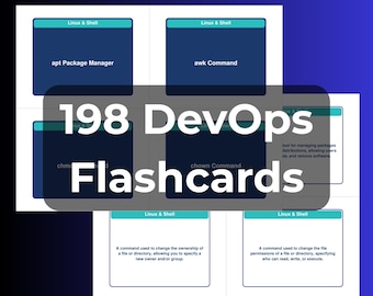 DevOps Flashcard Study System | 198 Cards | Anki Decks Normal Cloze | 8 PDF Layouts Color Print | Docker Kubernetes Linux CI CD