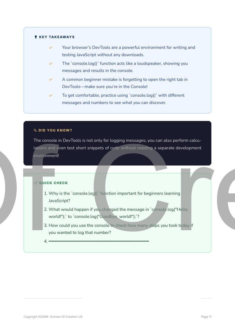 JavaScript for Beginners: Complete Practical Guide | PDF (90 pages) + Interactive HTML | 18 Chapters | Instant Download image 13