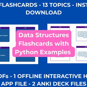 Data Structures Flashcards with Python Examples — 338 Cards | PDF, Anki Deck & HTML Study App | Coding Interview Prep