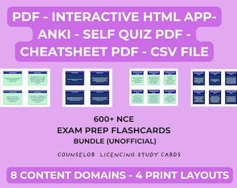Fiszki do egzaminu NCE: Podręcznik do nauki licencjonowania doradców (pobierz plik PDF) + zestaw Anki + interaktywny HTML - plik CSV - samouczek - ściągawki