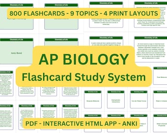 AP Biology Flashcards | 800 Study Cards, PDF - Anki Deck - Interactive HTML App - Digital Download