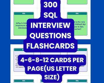 SQL Interview Q&A Flashcards: 300 Printable Cards (PDF Pack)