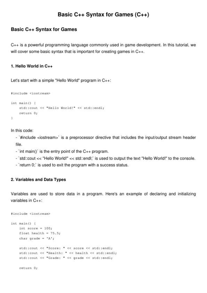 C++ for Game Development: Beginner's Programming Guide | PDF Ebook ...