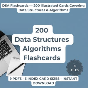 Fiches de révision sur les structures de données et les algorithmes : 200 fiches illustrées pour la préparation aux entretiens d'embauche (format fiche bristol, imprimables, à télécharger).