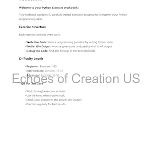 Python Programming Exercises: Beginner to Advanced Coding Practice (Instant PDF Download) image 2