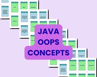 Java OOPs Concepts Flashcards (digitale pdf) | Studiegids objectgeoriënteerd programmeren, voorbereiding sollicitatiegesprek codering