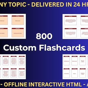 Custom Flashcard Bundle — 800 Cards | Any Exam or Topic | HTML App + 8 PDFs + Anki Decks