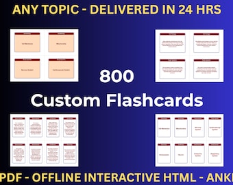 Custom Flashcard Bundle (Text Only) — 800 Cards | Any Exam or Topic | HTML App + 8 PDFs + Anki Decks
