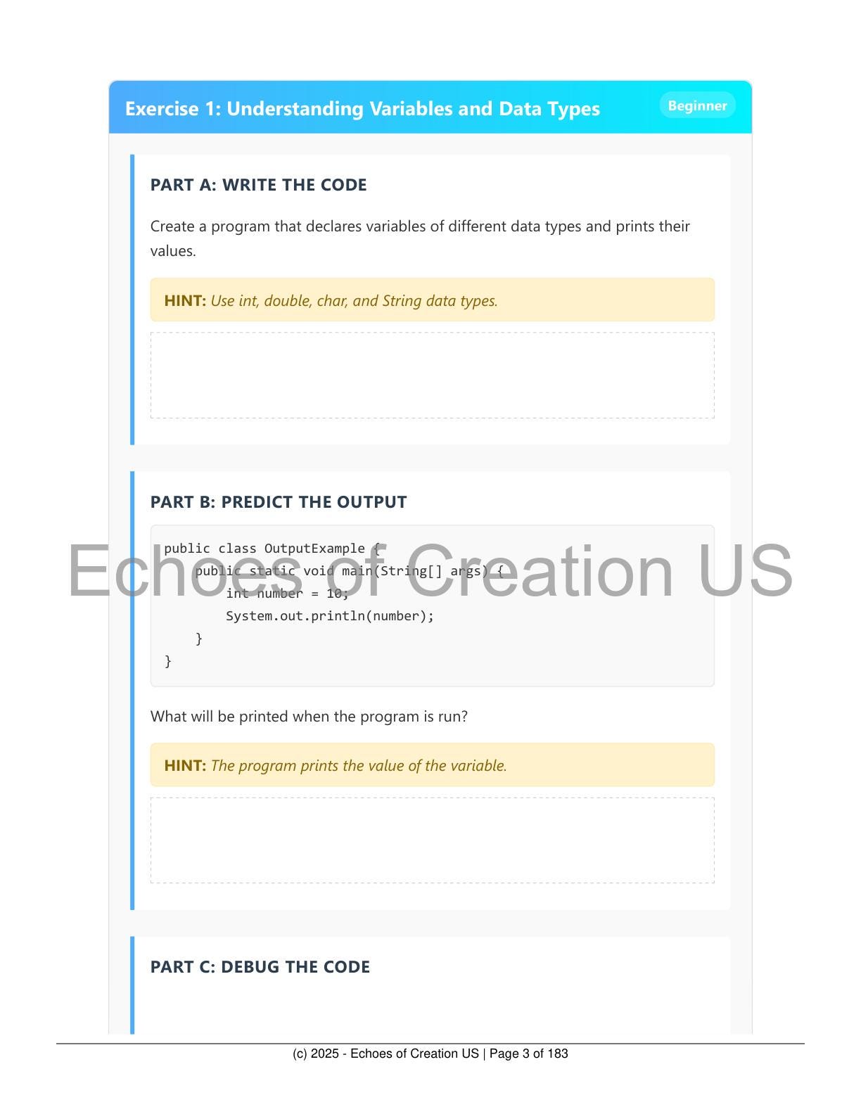 Printable Java Exercises Workbook - 180+ Pages of Programming Fun ...