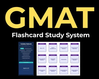 GMAT Flashcard Study System | 700 Cards | 8 Categories | Anki Decks Normal Cloze | 8 PDF Layouts Color Print | Offline Interactive HTML
